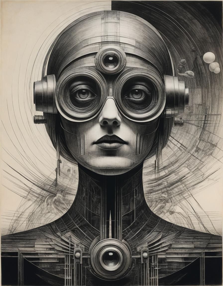 Ethereal Minimalist Art: Futuristic Deco Charcoal Sketch