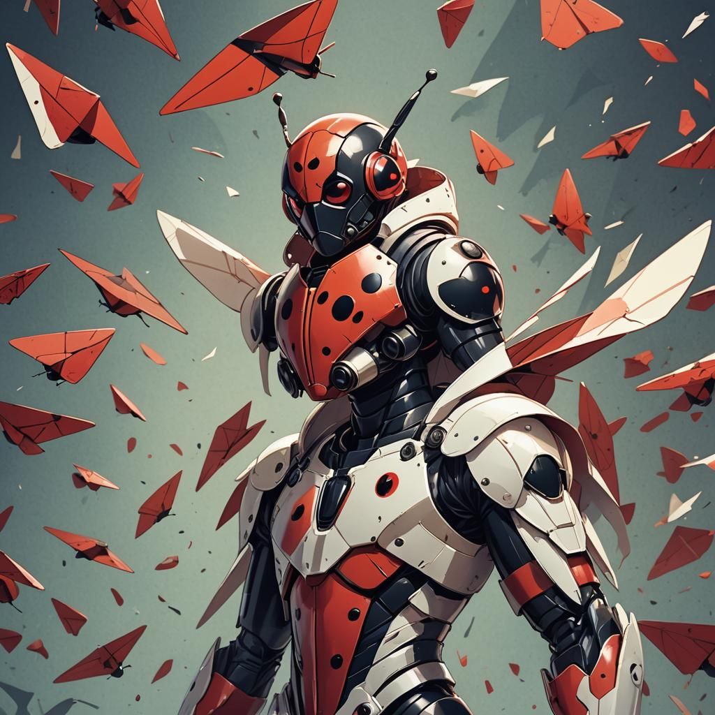 Paper Airplane Ladybug Man Hybrid Portrait
