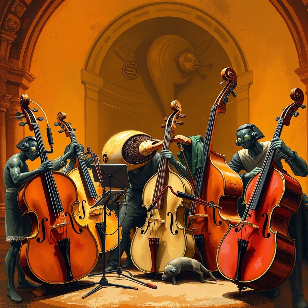 Ethereal Ensemble of Futuristic Music Instruments in Harmony