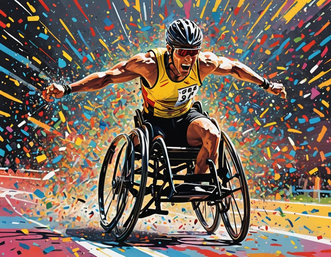 Victorious Para-Athlete in Pop Art Style
