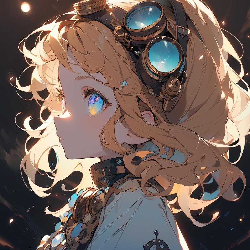 Steampunk Anime Nun in Side Profile Close-up