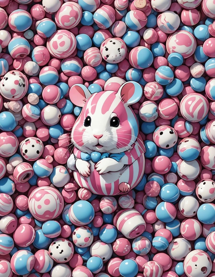 Candy-Colored Hamster in Anime Style