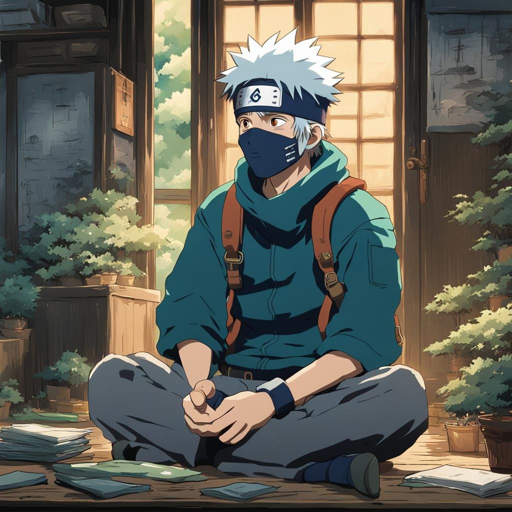 Kakashi in Studio Ghibli Anime Style