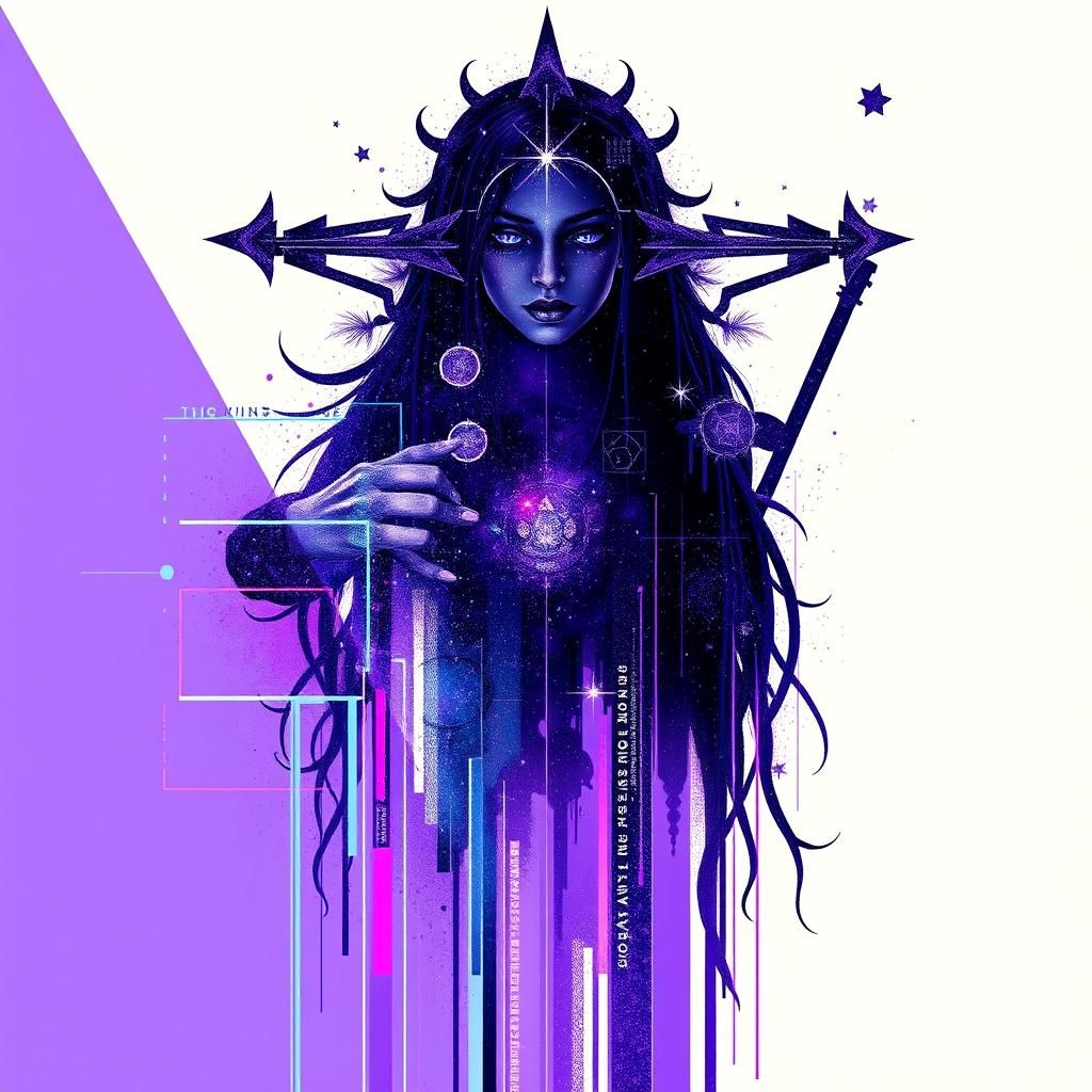 Maximalist Abstract Constellation in Glitch Art Style