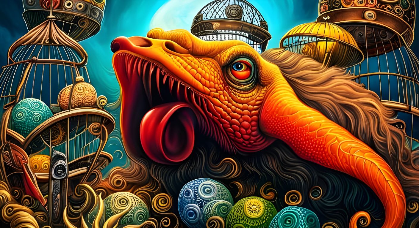 Caged Beast in Surrealist Style