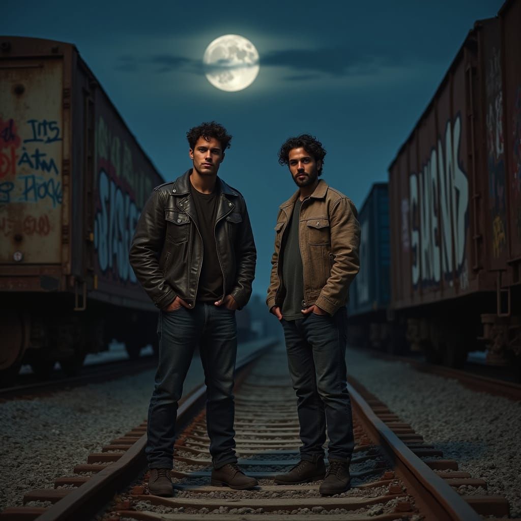 Hyper-Realistic Biker Portrait in Abandoned Rail Yard