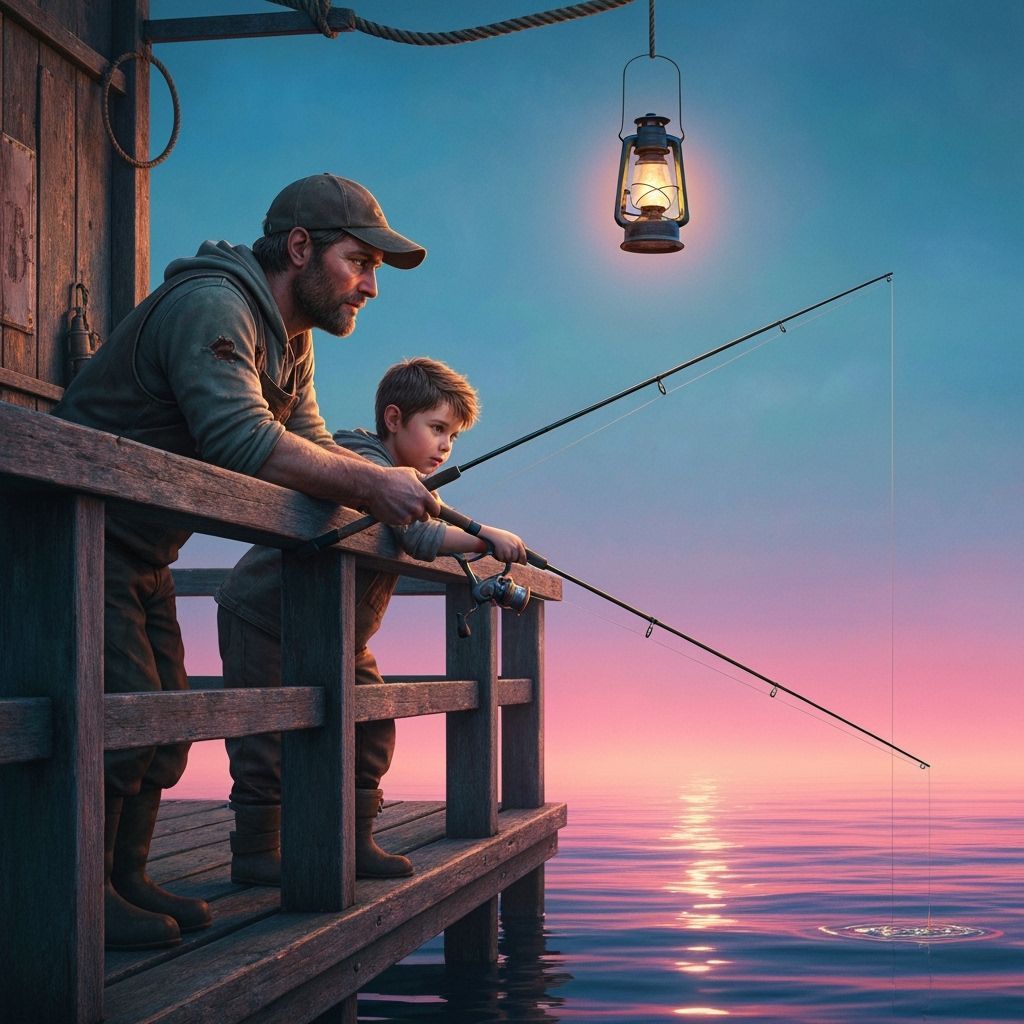 Fishermen by Lantern Light at Sunset