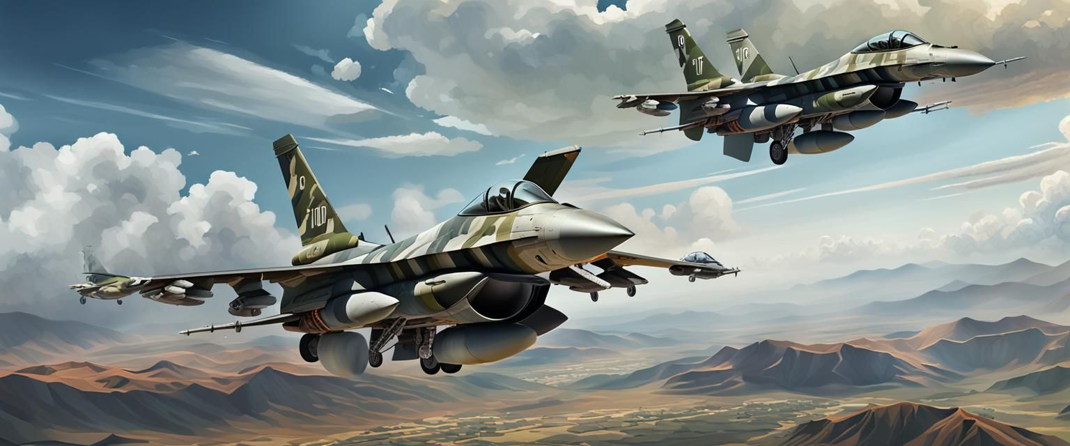 Detailed F-16 Fighter Jet in Military Concept Art
