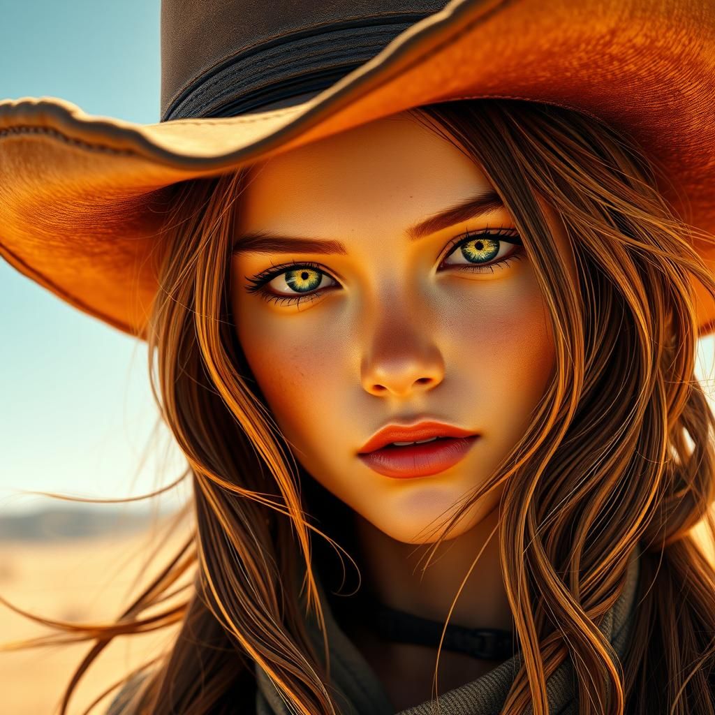 Cowgirl Portrait in Art Nouveau Style