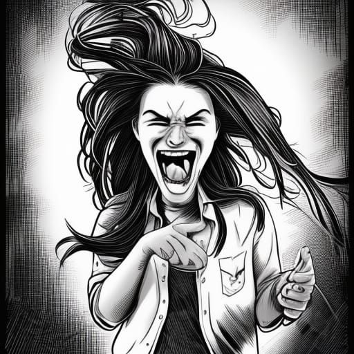 Happy Cartoon Girl Coming Home from School