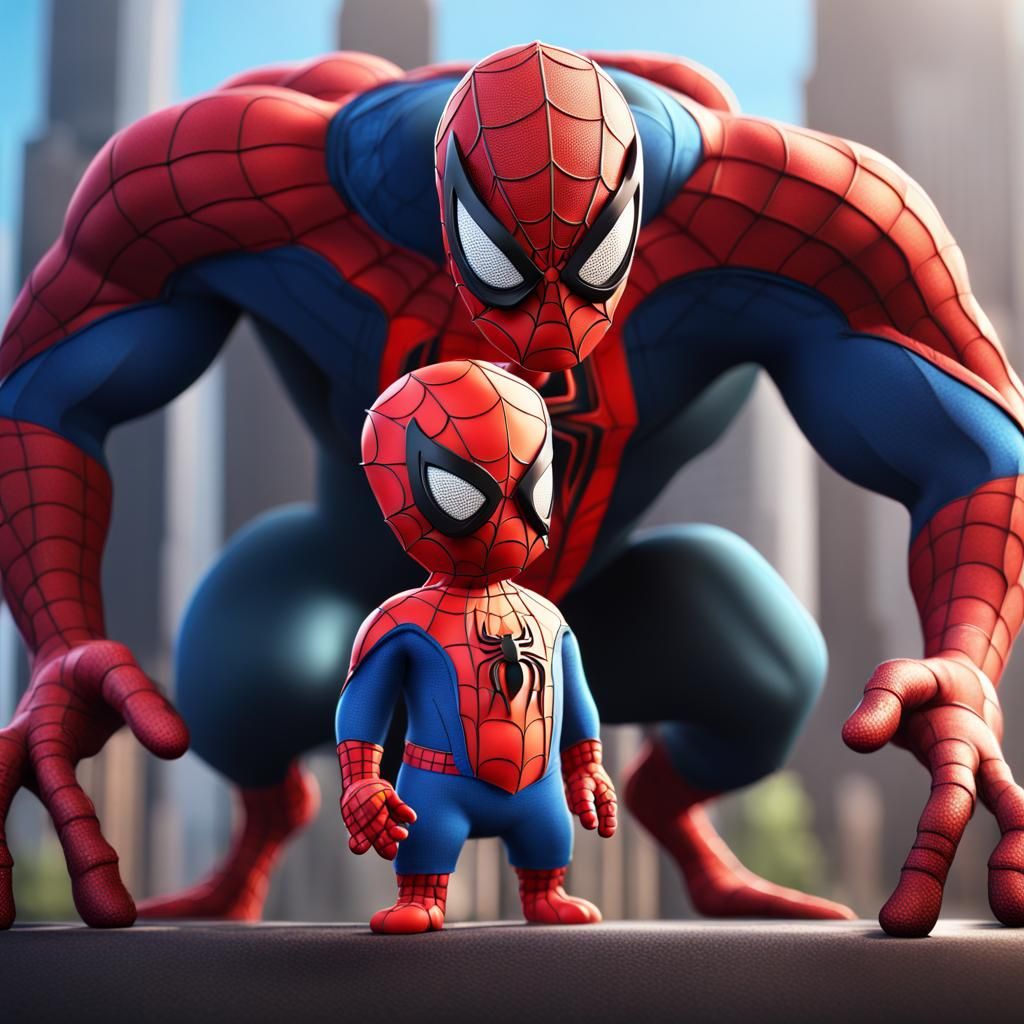 Cute Monster Spiderman Dad in Detailed Matte Painting