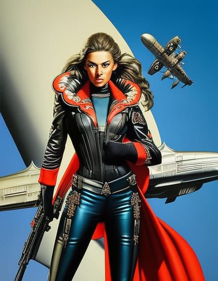 Bomber Girl Pinup Poster in Ultrarealistic Style