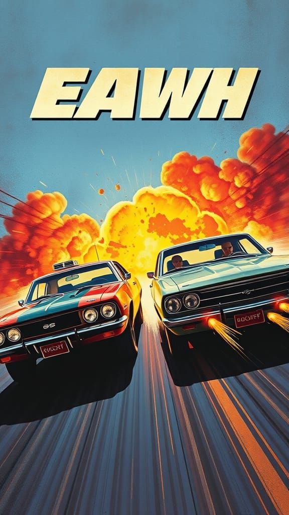 1970s Action Movie Poster: Car Chase Thriller