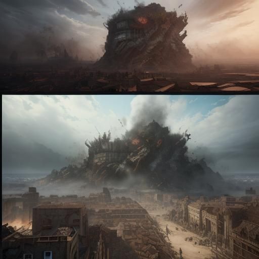Attack on Titan Matte Painting in Deep Color