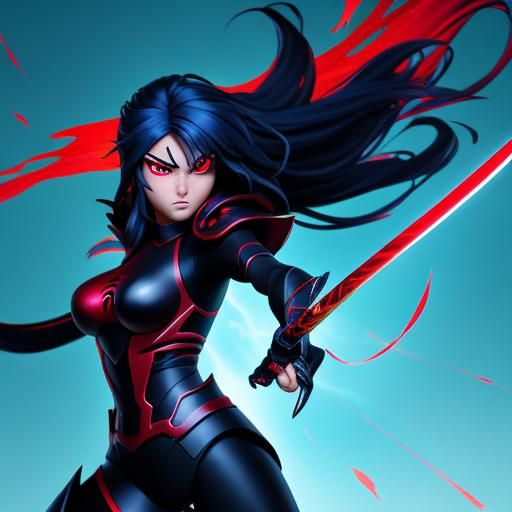 Anime Warrior Princess Slaying Monster in Manga Style