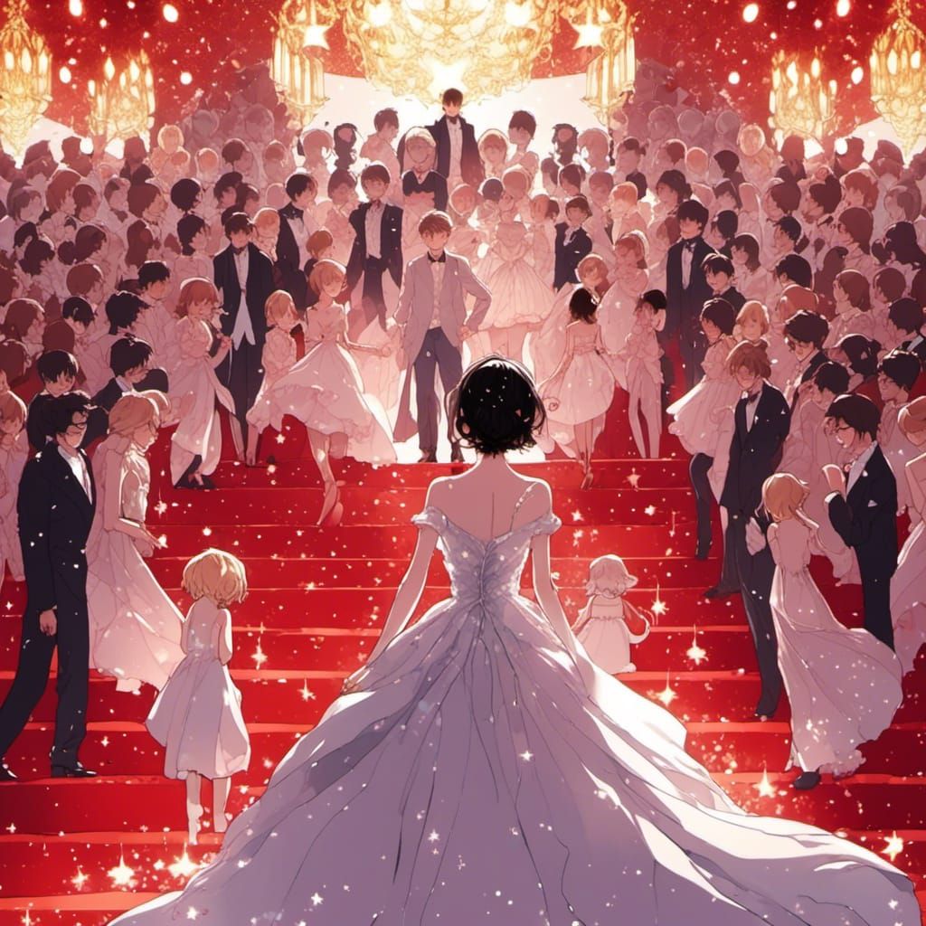 Anime Illustrations of a Red Carpet Event