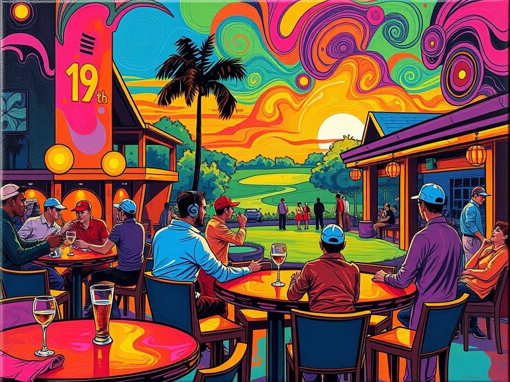 Synesthesia Golf Course Scene in Marvel Comics Style