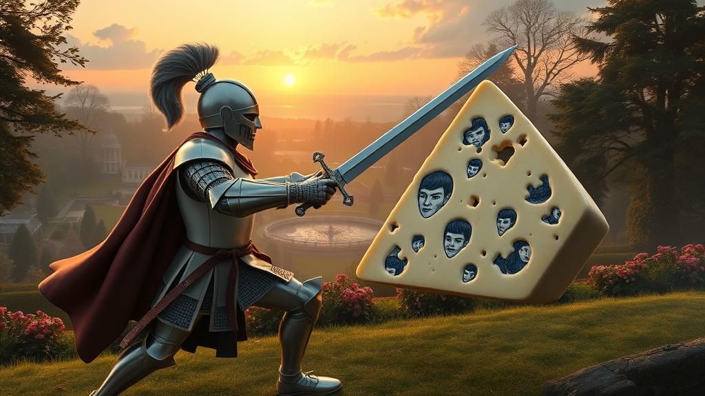 Yogurt Knight Sword Fight in Renaissance Garden