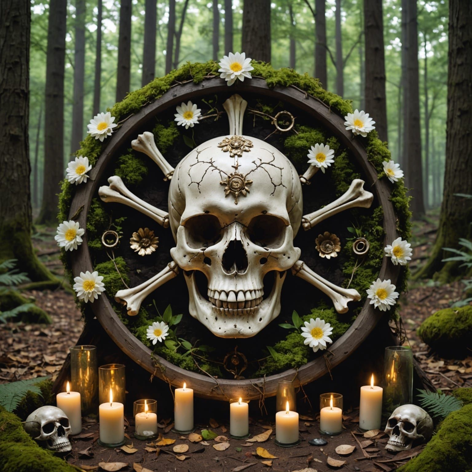 Ominous Shrine in Forest Clearing