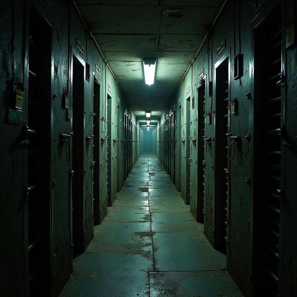 Eerie Alcatraz Prison Cells in Film Noir Style