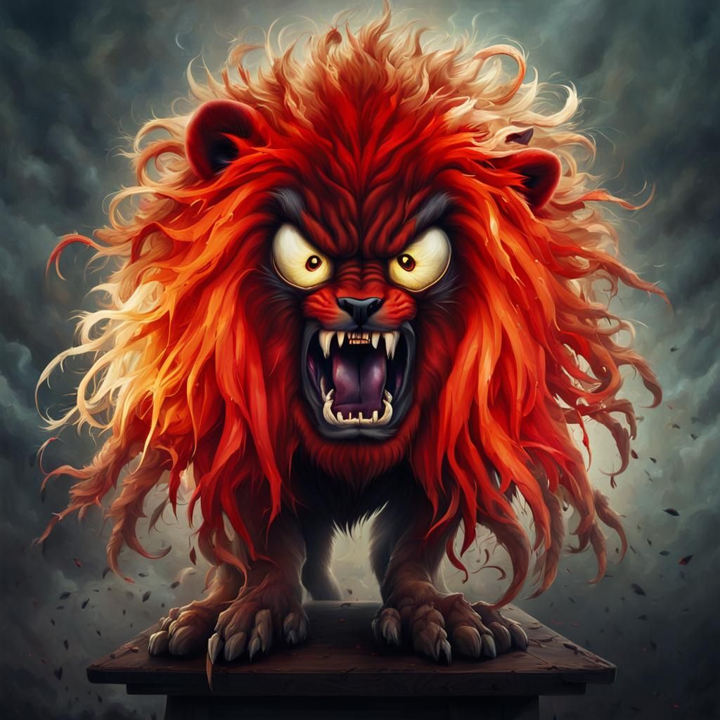 Fierce Red-Eyed Woman in a Blazing Portrait