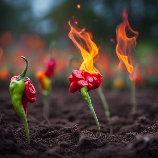 Fiery Ghost Pepper Field: Professional Photography
