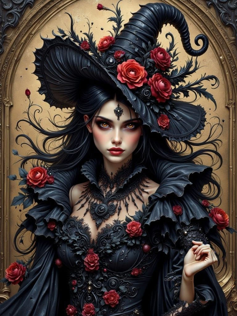 Eldritch Halloween Witch Portrait in Brom Style