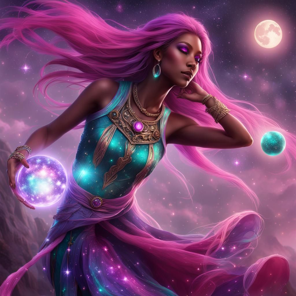 Celestial Sorceress of Dreams in Digital Art