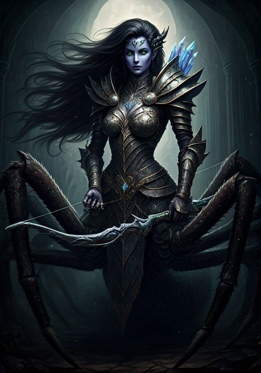 Heroic Drider by Moonlight, in Pre-Raphaelite Style