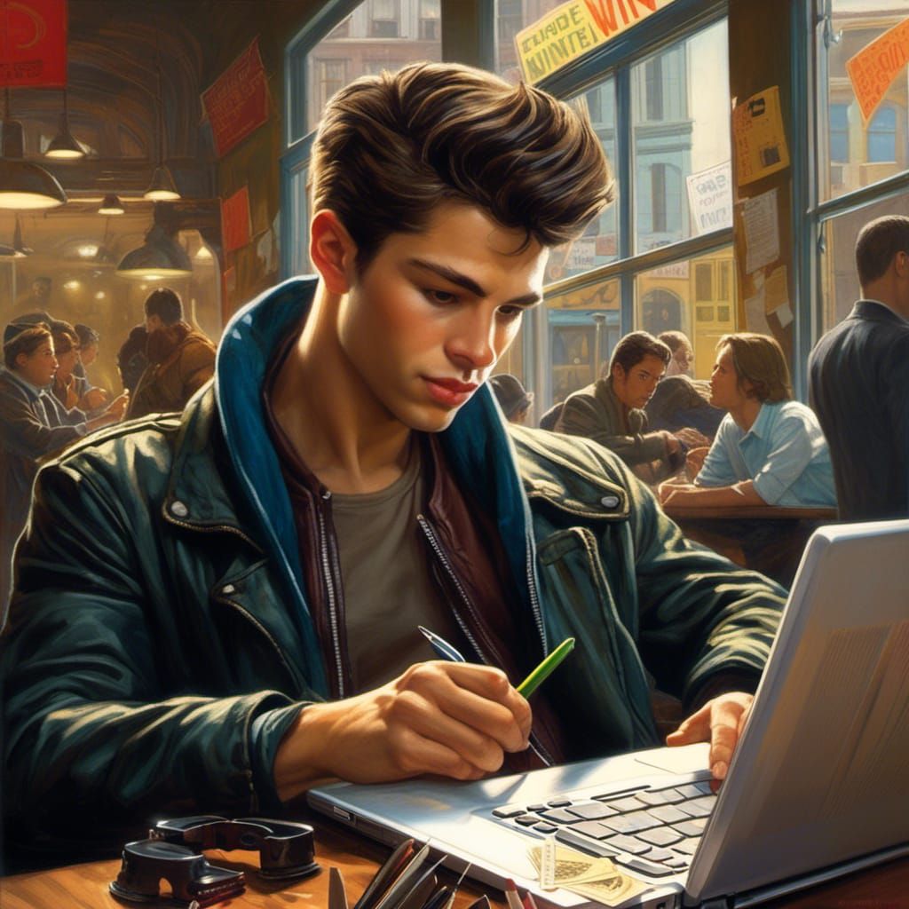 AI Artist Creating Images with Laptop