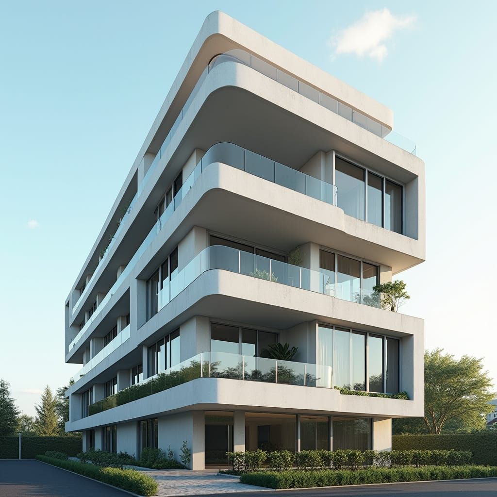 Sleek Hyperrealistic Residential Building with Modern Archit...
