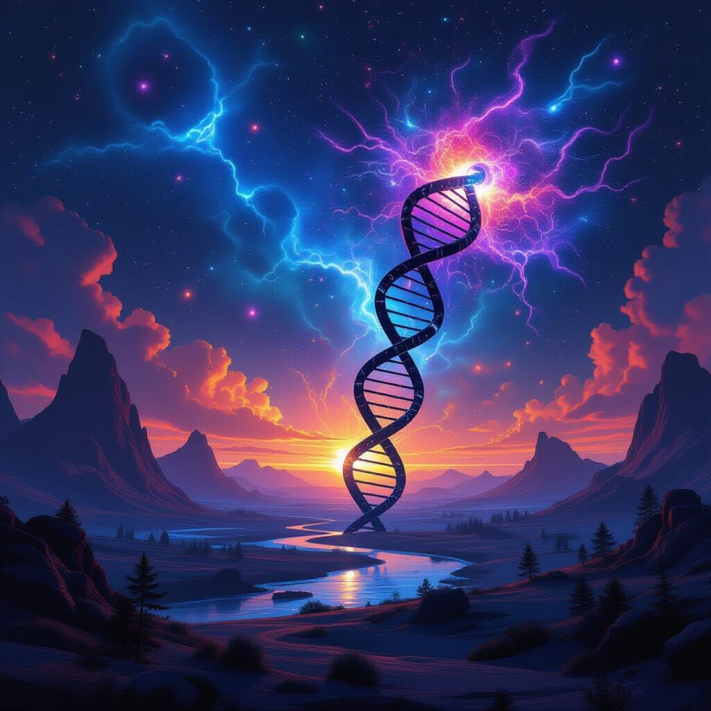 Cosmic Landscape with Dark Matter, in Stalenhag Style