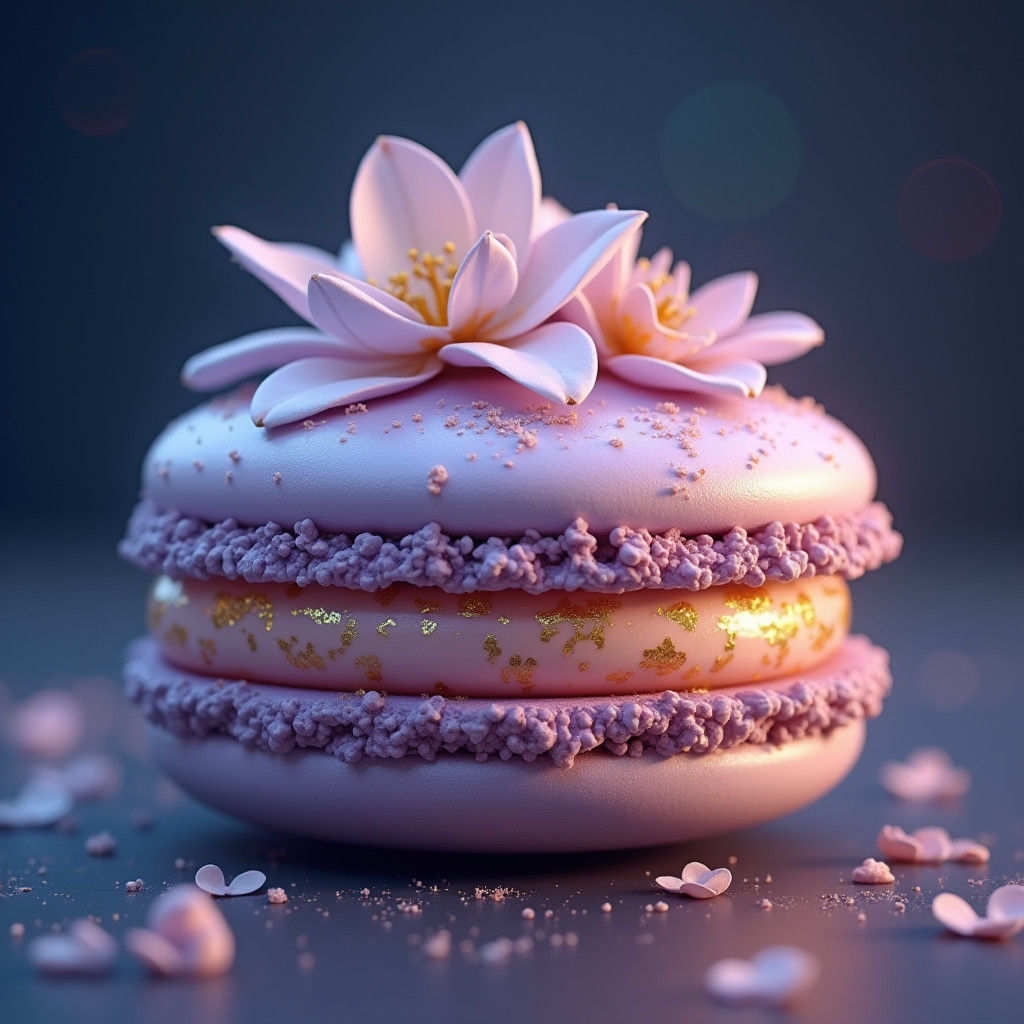 Majestic Macaron in Dreamlike Fantasy Realm