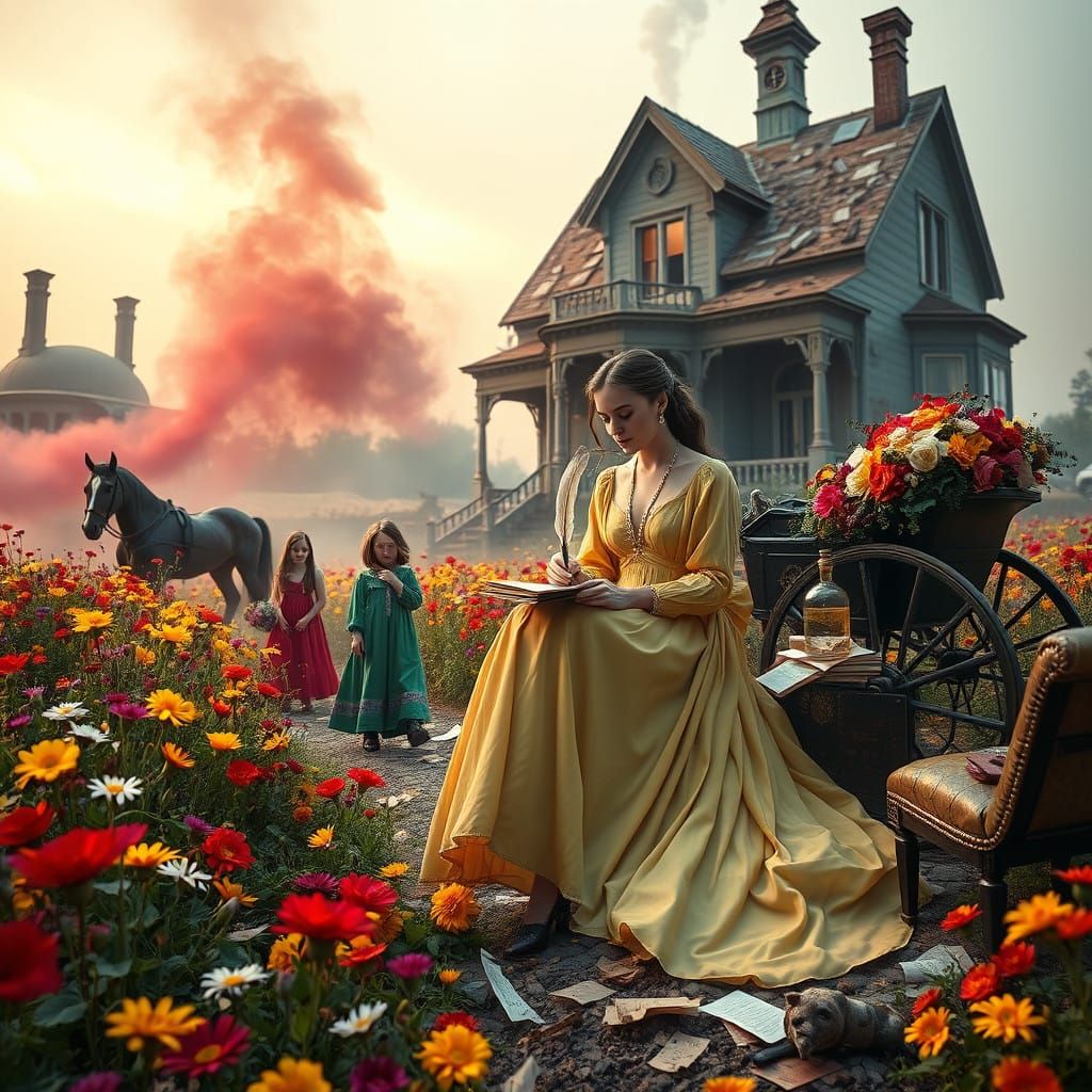 Stunning Victorian Dreamscape Amidst Smoldering Ruins