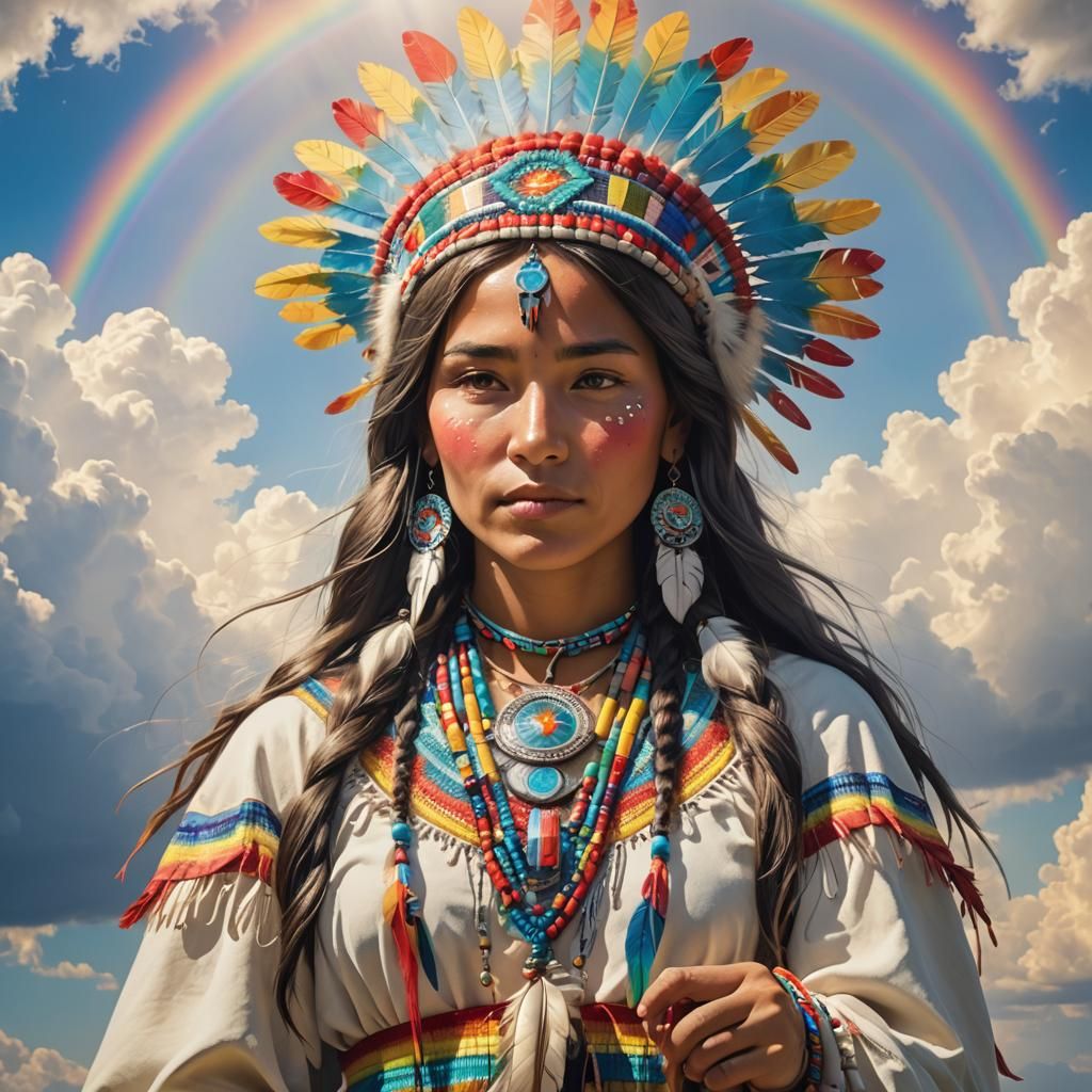 Radiant Native American Princess in Divine Light