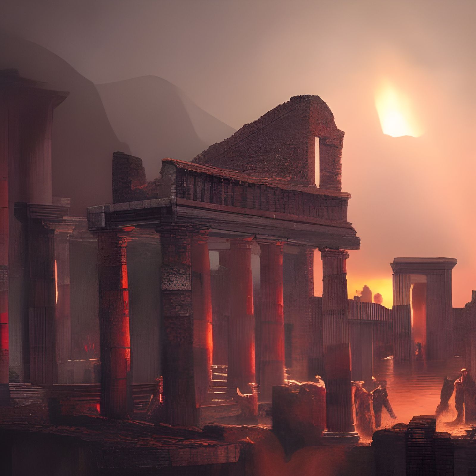 Pompeii Ruins Dark Fantasy Concept Art