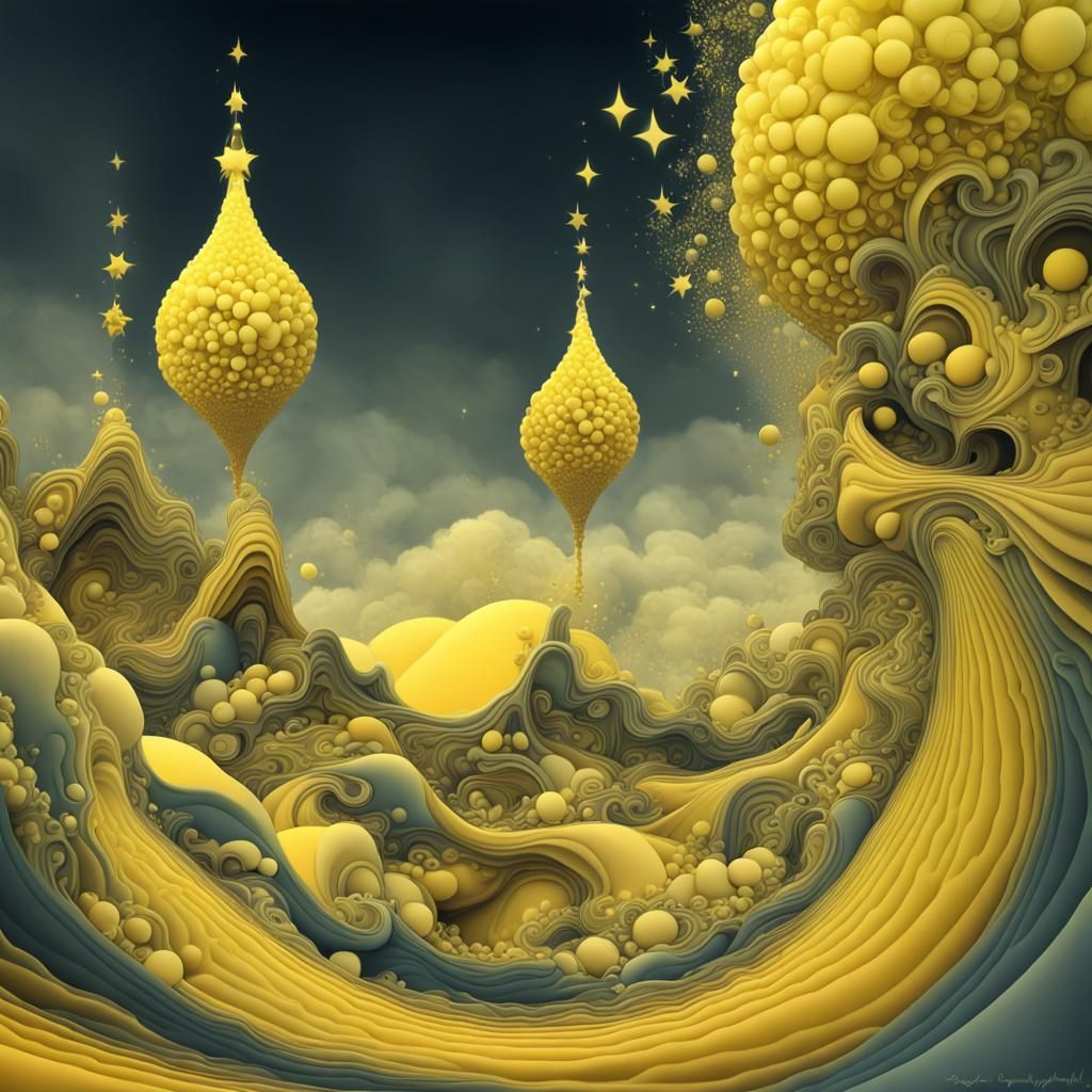 Abstract Fractal Wave Design with 3D Shading