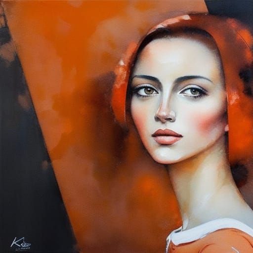 Orange-Haired Girl in Art Nouveau Style