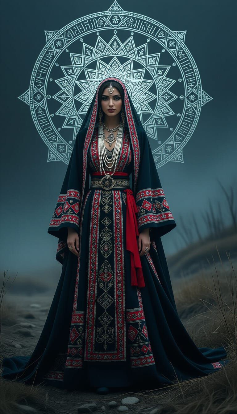 Persian Woman in Mystical Landscape, Dark Fantasy Art
