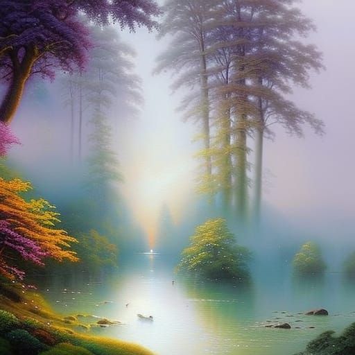 Ethereal Queen in Misty Landscape, Hyperdetailed Fantasy