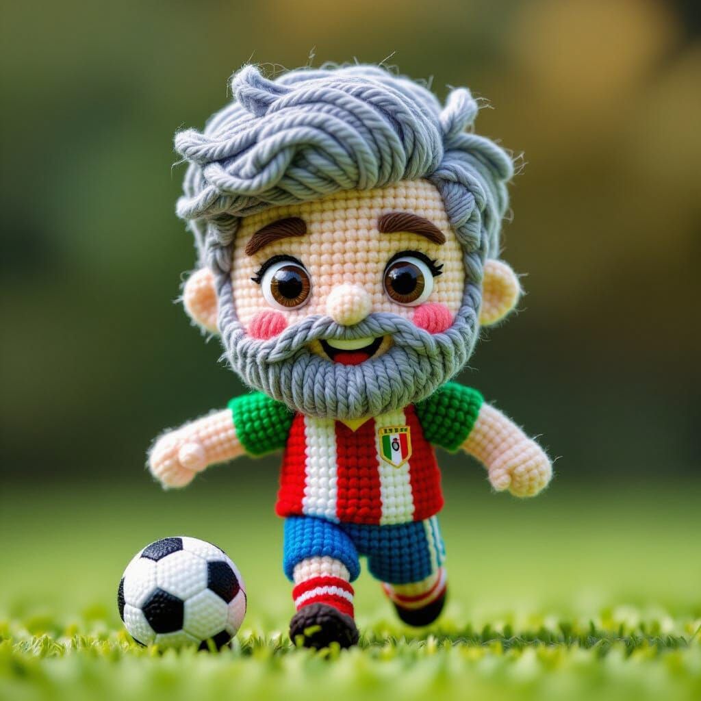 Chibi Yarn Art: Italian Soccer Fan