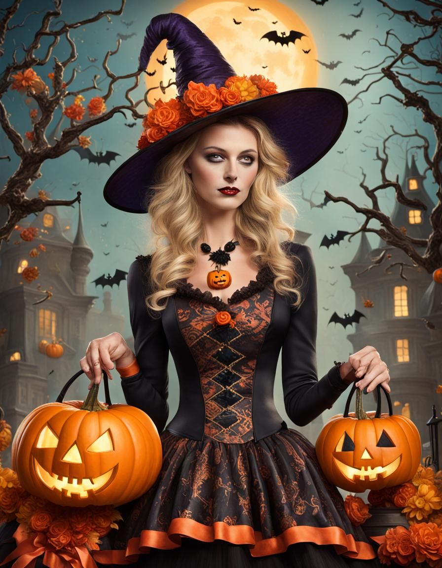 Whimsical and Warm Halloween Scene