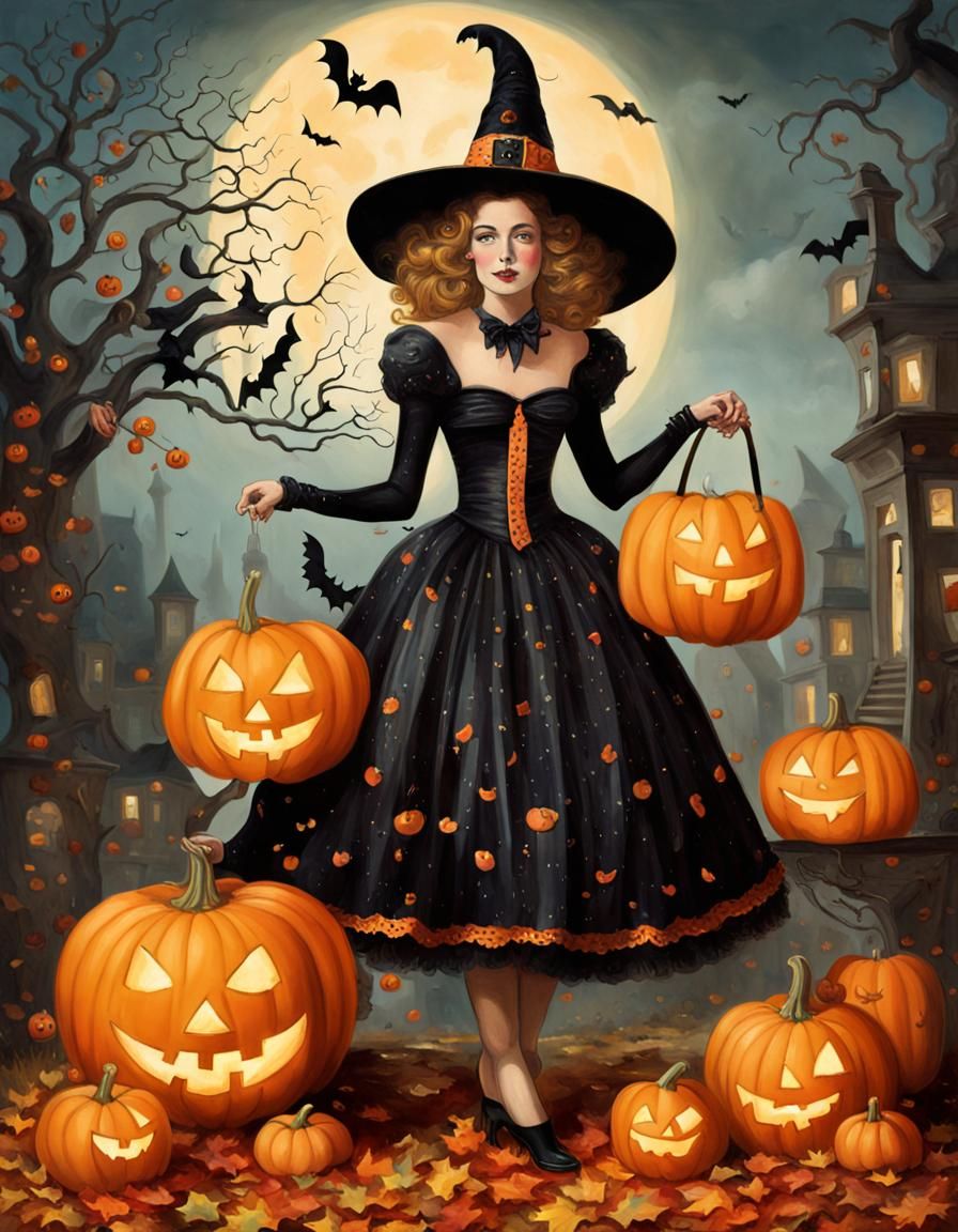 Whimsical and Warmhearted Halloween Scene