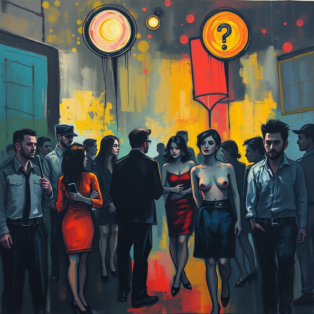 Abstract Expressionist Cabaret in Retro Impasto Style