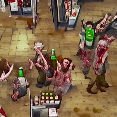 Zombie Drinking Party in Butcher Shop