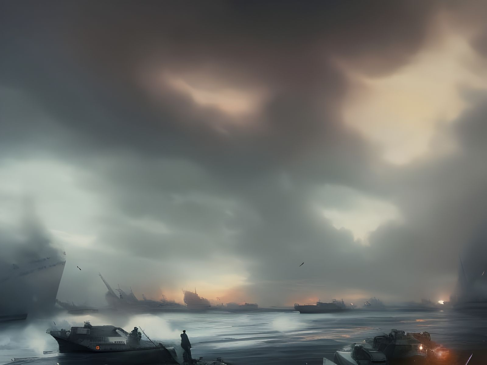 Dunkirk in Volumetric Fog: Concept Art Illustration