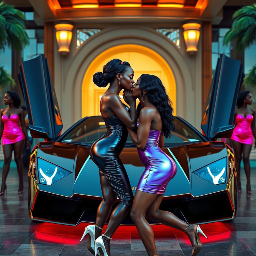 Ebony Goddesses in Metallic Latex, Luxury and Fantasy