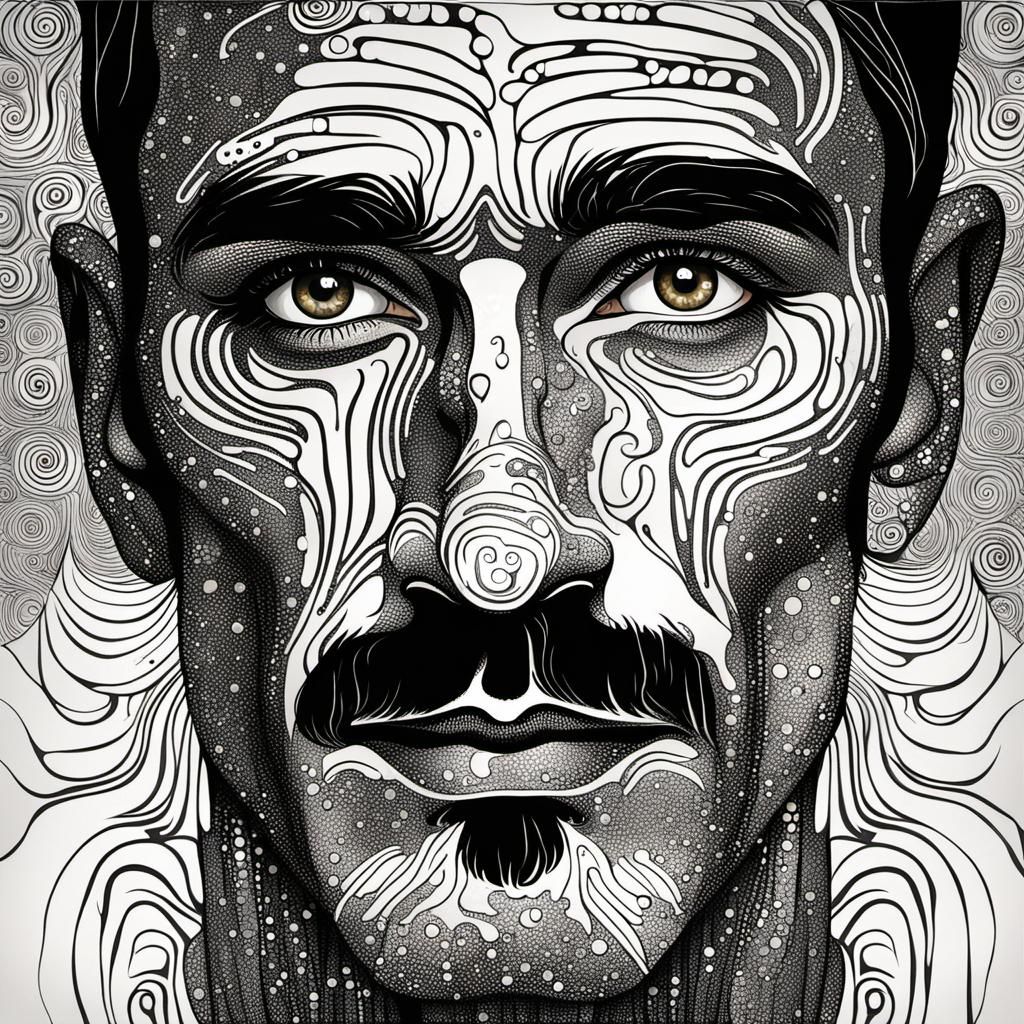 Teary-Eyed Man in Gustav Klimt Style