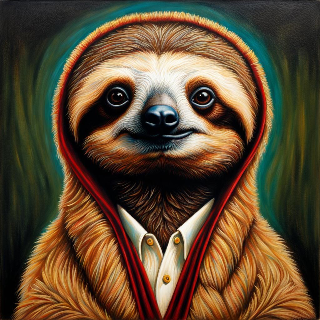 Sloth Movie Star Portrait in Hyperrealistic Style