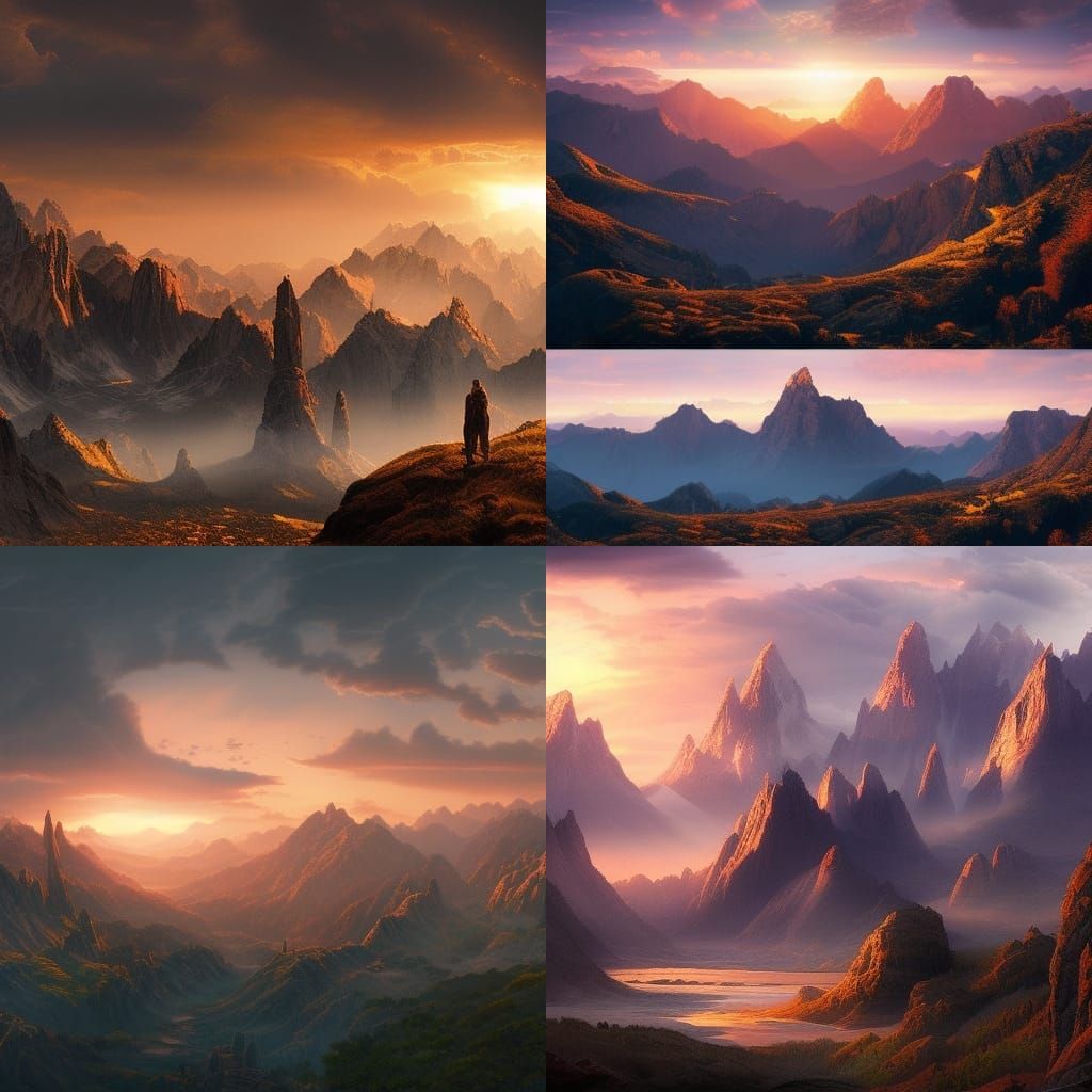 Epic Sunset Over Mountain Range